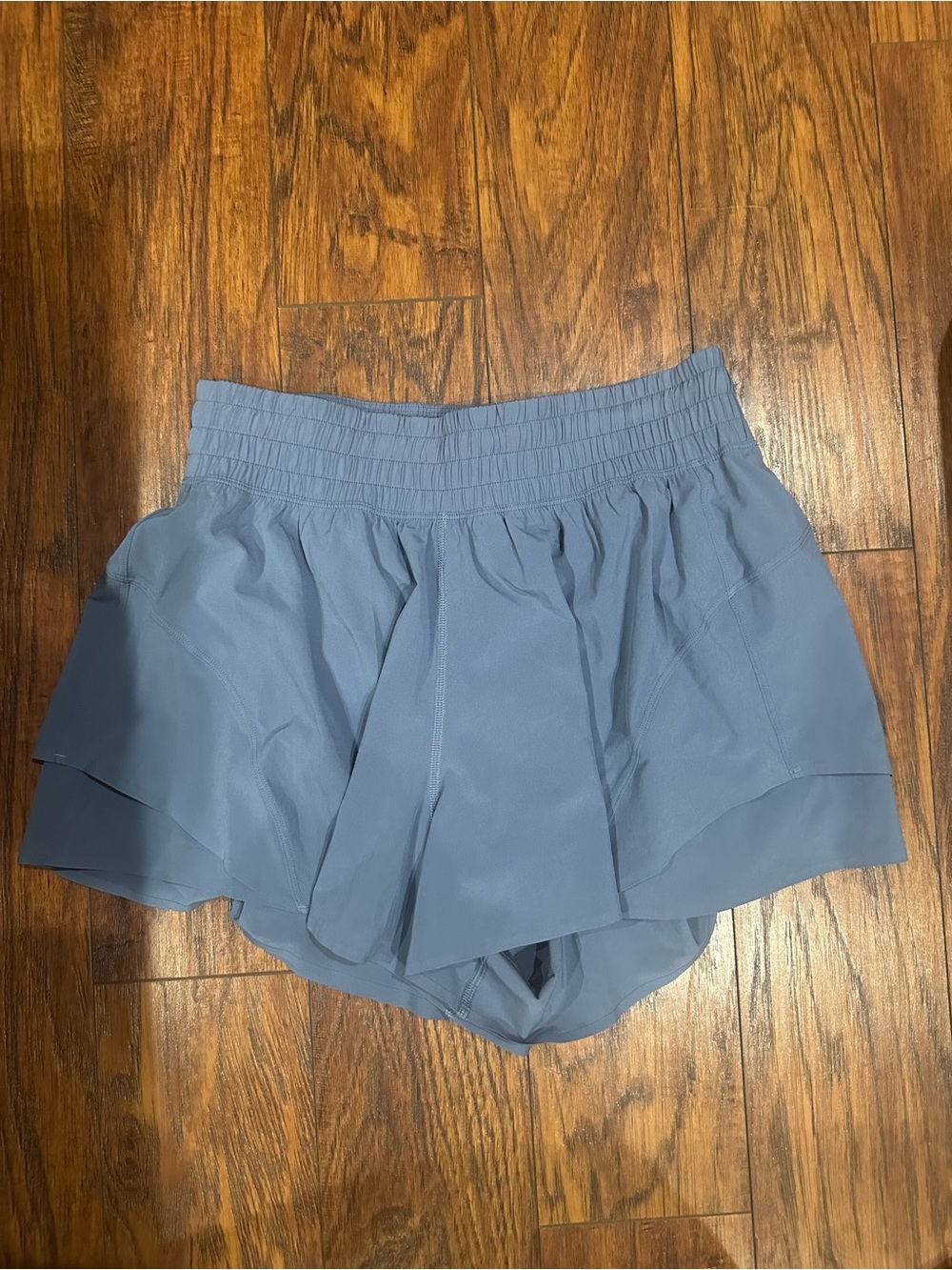 lululemon athletica Shake It Out Athletic Shorts in washed denim color- small